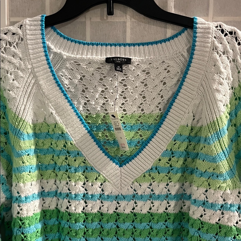 Talbots Multicolor Striped V-Neck Sweater